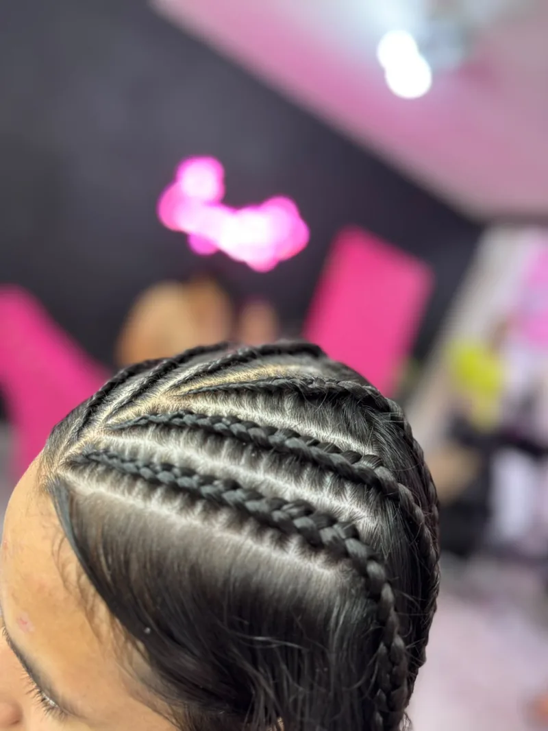 Trenzas pegadas en diagonal
